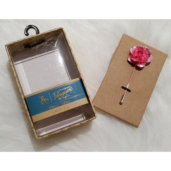 AN ORIGINAL PENGUIN Floral METAL Lapel Pin ( PINK )